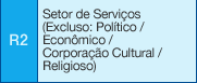 R2: Setor de Serviços (Excluso: Político / Econômico / Corporação Cultural / Religioso)