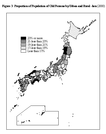 Figure 3 Proportion of Population of Old Persons by
Urban and Rural-ken(2000)