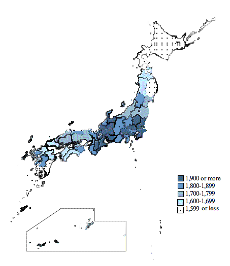 Figure III-2 Cellular Phone Ownership Quantities per 1,000 Households of Two or More Persons by Prefecture