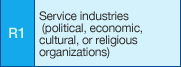 R1: Service industries (political, economic, cultural, or religious organizations)