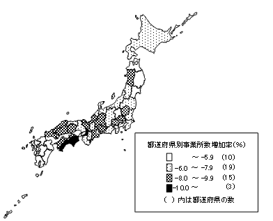 図I-7-1  都道府県別事業所数増加率（平成11〜16年）