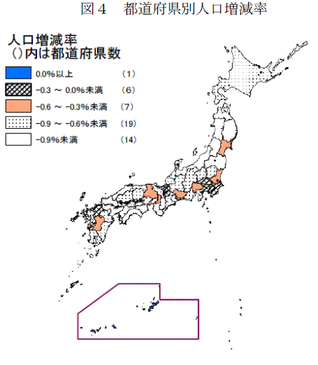 図4 都道府県別人口増減率