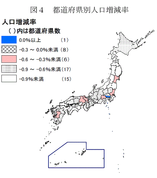 図4 都道府県別人口増減率