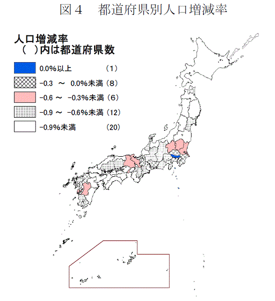 図4 都道府県別人口増減率