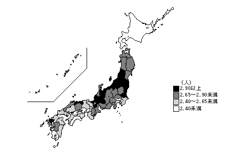 図4-2　都道府県別1世帯当たり人員（平成17年）