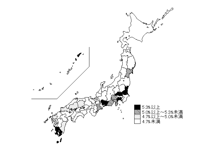 図5　都道府県別「サッカー」の行動者率（2021年）