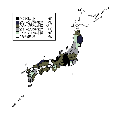 図3　都道府県別高齢者の有業率