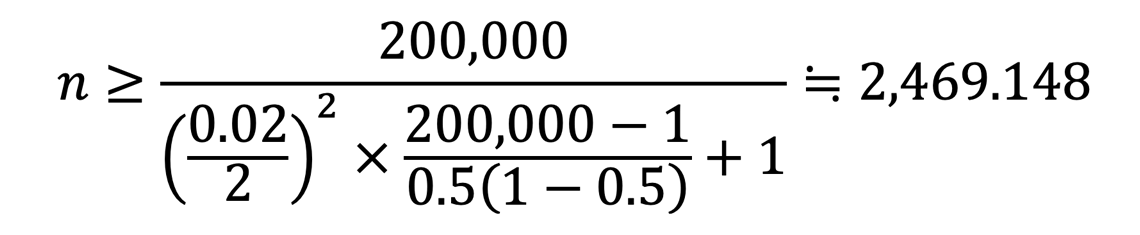 W{̋K̓X[ńA䗦̕W{덷̒l0.02덷̕킷W2Ŋ悵̂ƁAWc̋K201𓖊Y⍀ڂ̔䗦0.5|10.5Ŋ̂Ƃ|A1𑫂l߁A20ʂ̒lł2469.148ȏɂȂ܂B