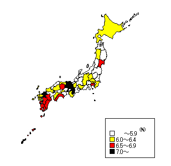 Ratio of 'Quitted a job' by prefectures.