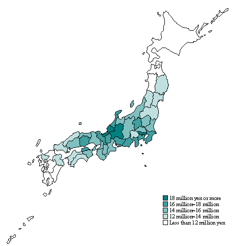 Figure 13 Outstanding Savings by Prefecture (All Households)