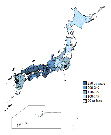 Figure III-3 Dishwasher Ownership Quantities per 1,000 Households of Two or More Persons by Prefecture