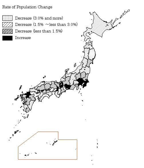 Population Change Rate by Prefecture : 2005 to 2010