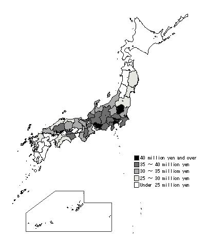 Figure 4  Average Household Assets by Prefecture (Multi-person Households)