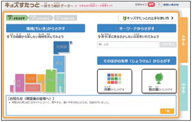 キッズすたっと 〜探そう統計データ〜