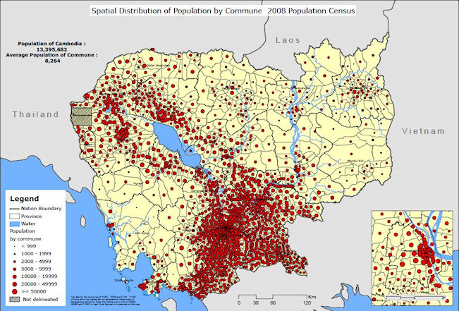 地図１　Commune別 人口分布