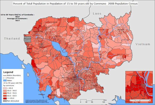 地図４　Commune別 15−59歳人口分布