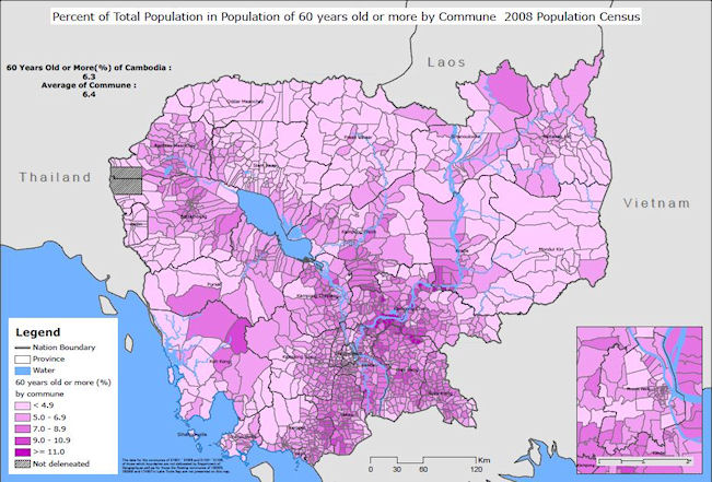 地図５　Commune別 60歳以上人口分布
