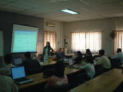 Photo 1. JICA Expert, the officer of the National Statistics Center, delivers a lecture on EXCEL VBA to NIS staff.