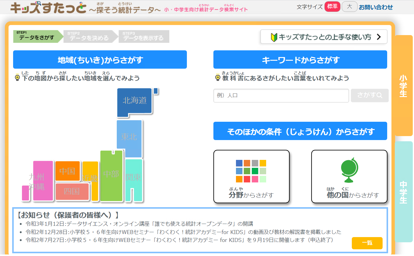 統計データをまとめたサイトから探す