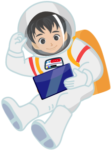 宇宙飛行士の服を着た男の子の画像